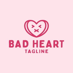 Bad Heart or Sad or Love or People or Cartoon or Human Logo Design vector