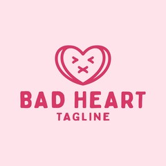 Bad Heart or Sad or Love or People or Cartoon or Human Logo Design vector