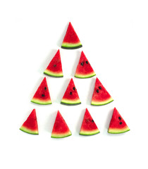 Red sliced ​​watermelon pattern on a white background