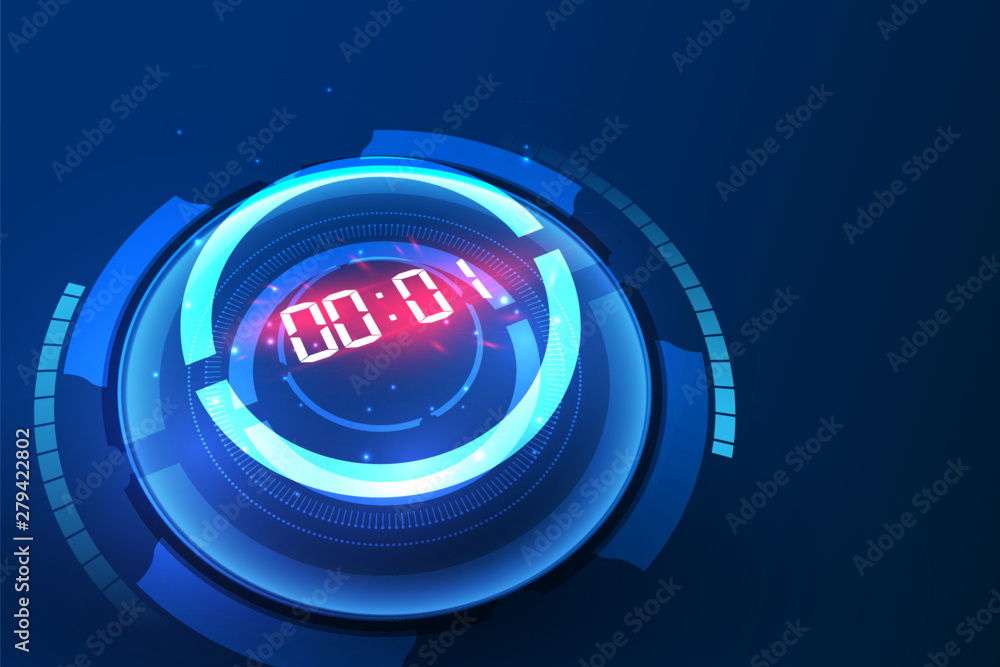 Poster abstract futuristic technology background with digital number timer concept and countdown, vector tr