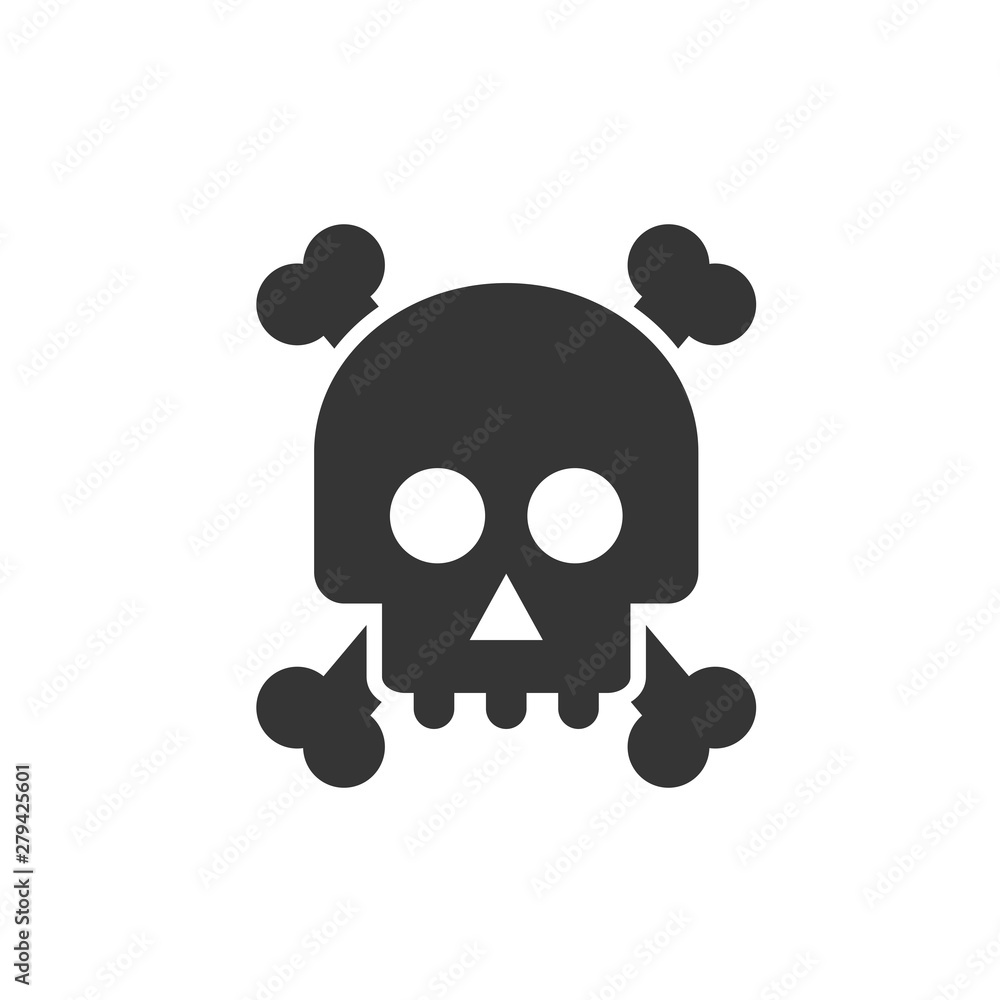Poster Skull icon template color editable. Skull symbol vector sign isolated on white background. Simple logo vector illustration for graphic and web design.