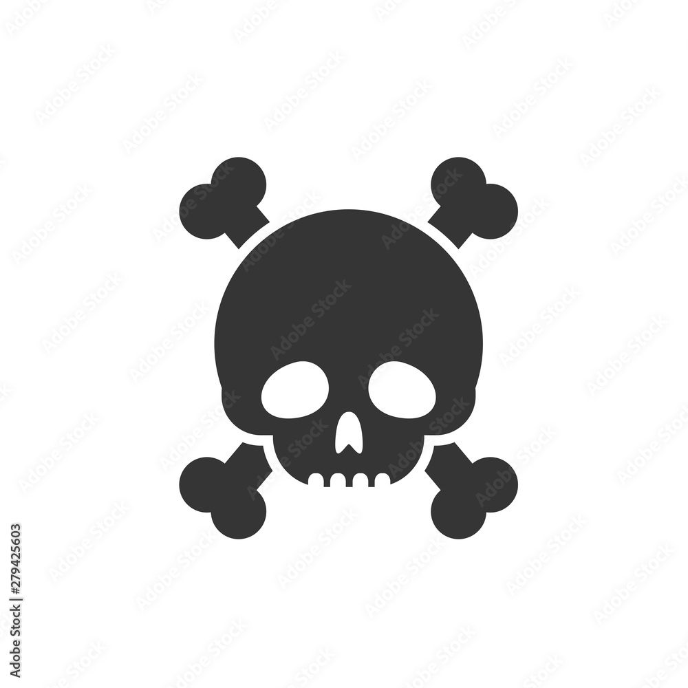 Poster Skull icon template color editable. Skull symbol vector sign isolated on white background. Simple logo vector illustration for graphic and web design.