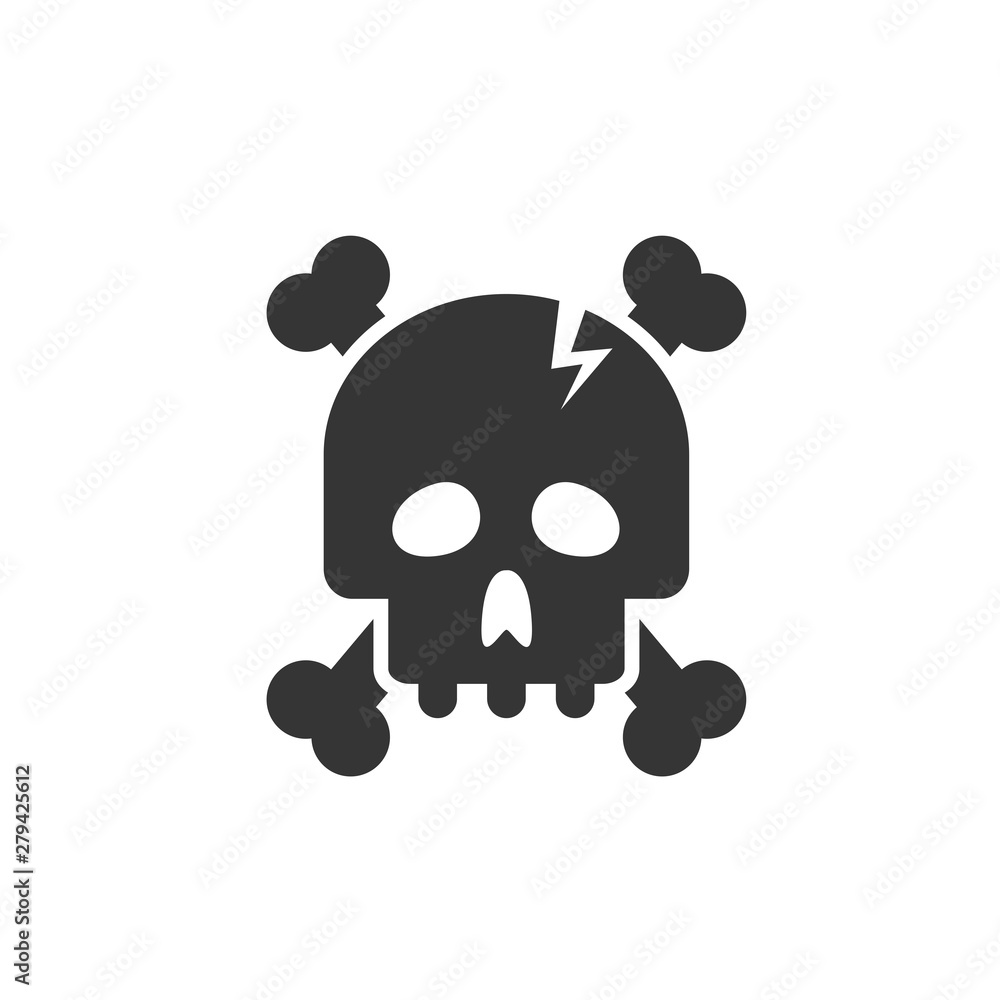 Poster Skull icon template color editable. Skull symbol vector sign isolated on white background. Simple logo vector illustration for graphic and web design.