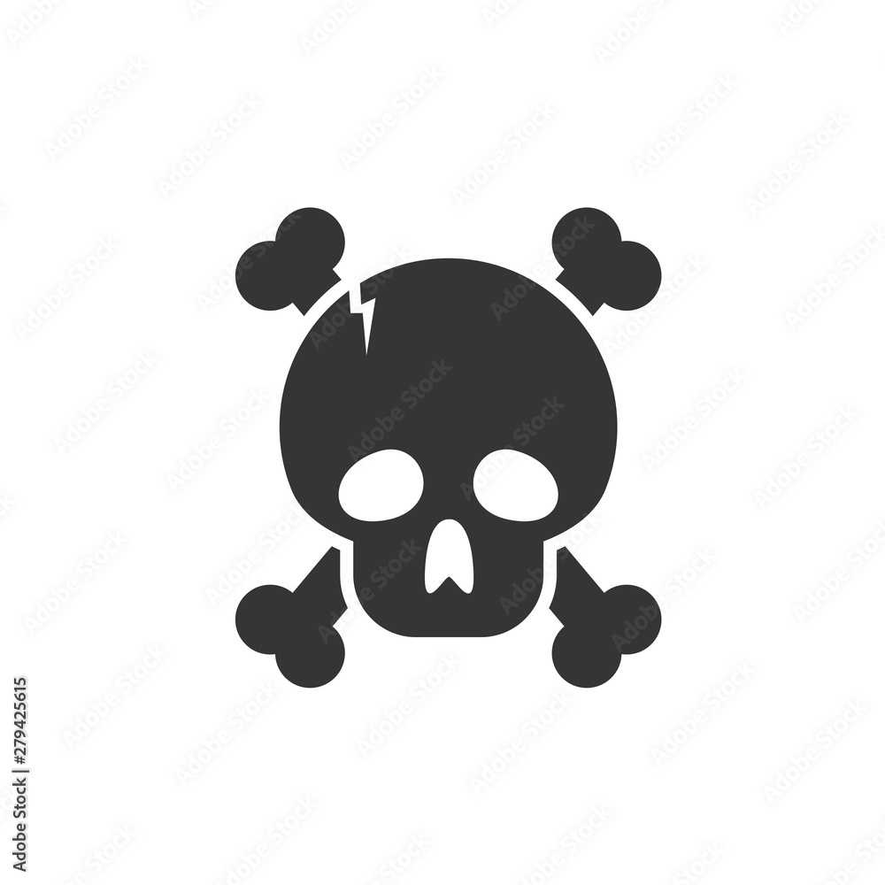 Poster Skull icon template color editable. Skull symbol vector sign isolated on white background. Simple logo vector illustration for graphic and web design.