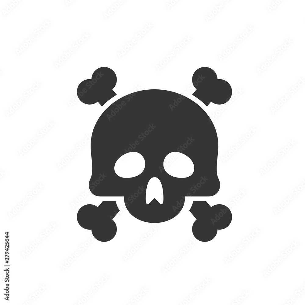 Poster Skull icon template color editable. Skull symbol vector sign isolated on white background. Simple logo vector illustration for graphic and web design.