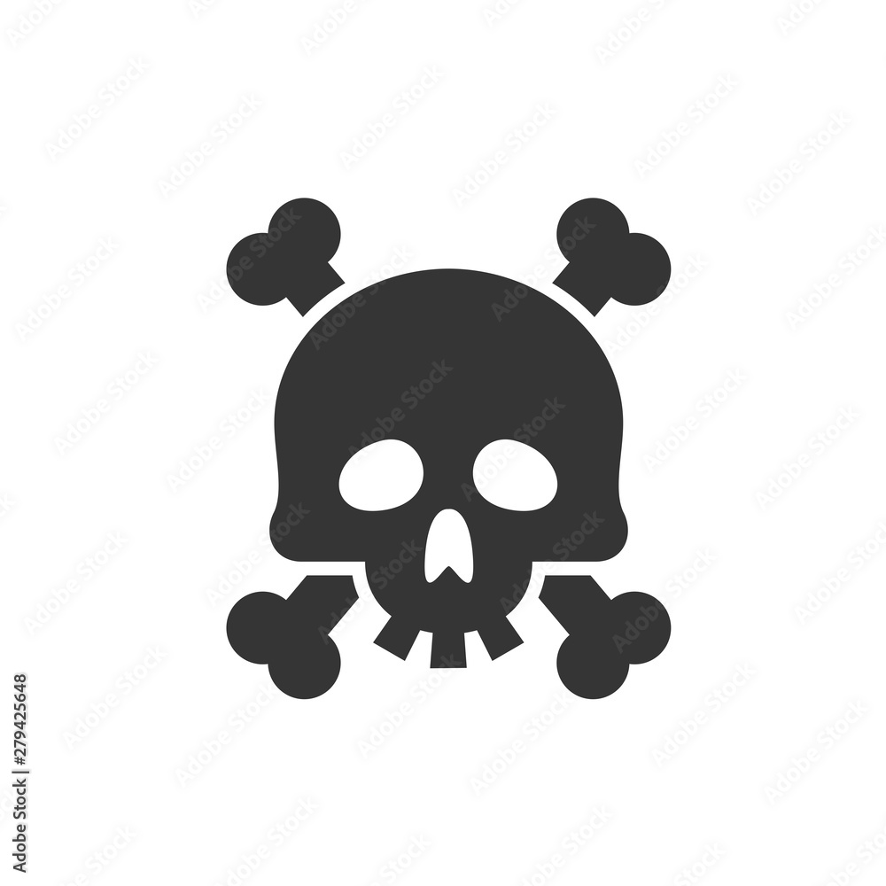 Poster Skull icon template color editable. Skull symbol vector sign isolated on white background. Simple logo vector illustration for graphic and web design.