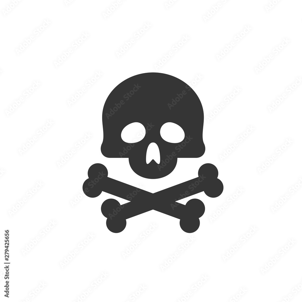 Poster Skull icon template color editable. Skull symbol vector sign isolated on white background. Simple logo vector illustration for graphic and web design.