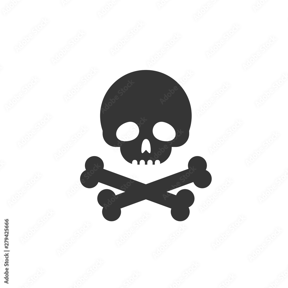 Poster Skull icon template color editable. Skull symbol vector sign isolated on white background. Simple logo vector illustration for graphic and web design.