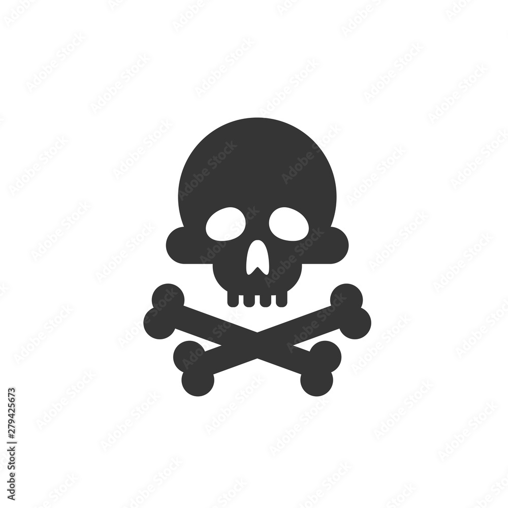 Poster Skull icon template color editable. Skull symbol vector sign isolated on white background. Simple logo vector illustration for graphic and web design.