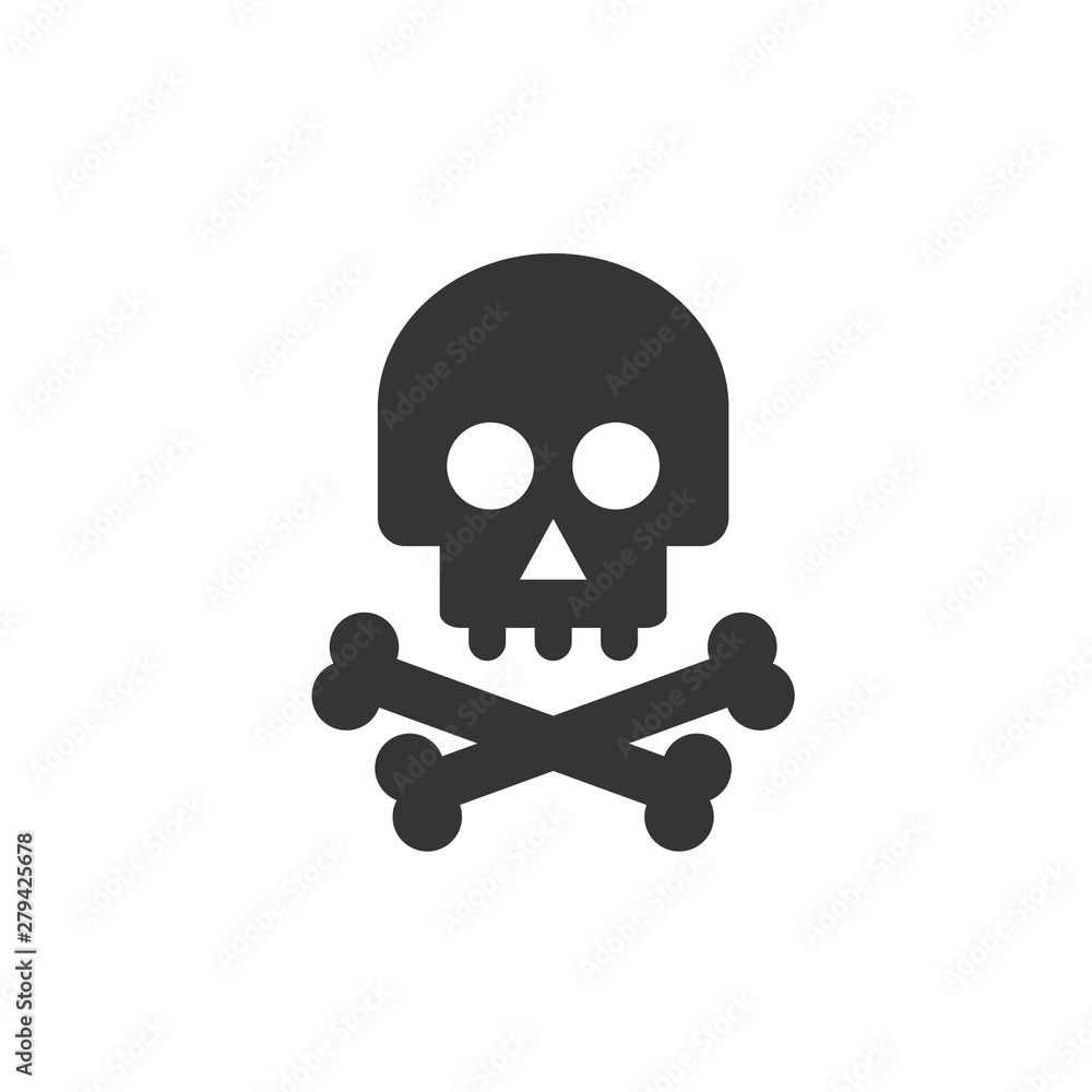 Poster Skull icon template color editable. Skull symbol vector sign isolated on white background. Simple logo vector illustration for graphic and web design.