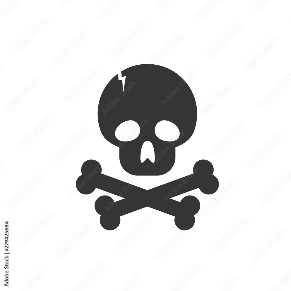 Poster Skull icon template color editable. Skull symbol vector sign isolated on white background. Simple logo vector illustration for graphic and web design.
