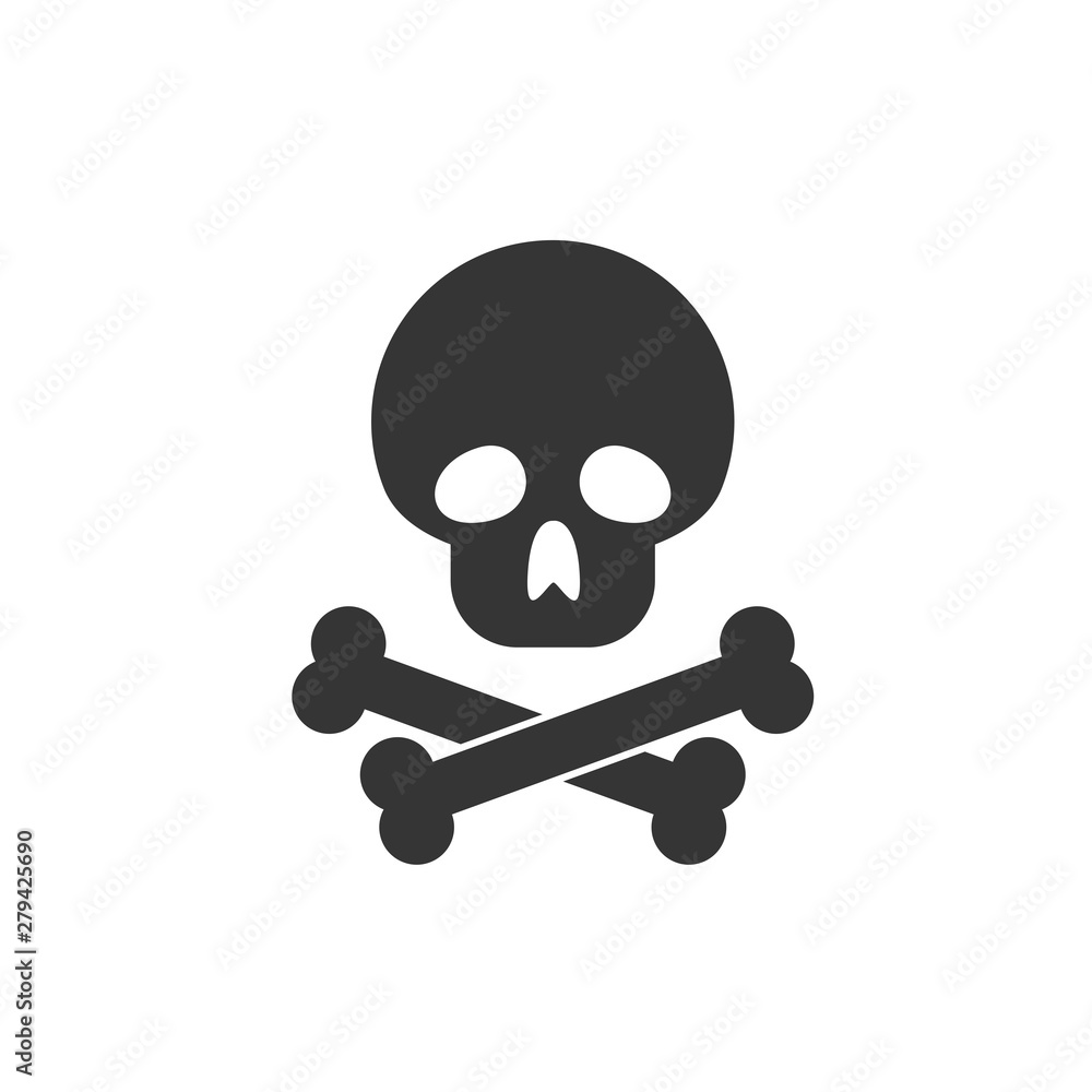 Poster Skull icon template color editable. Skull symbol vector sign isolated on white background. Simple logo vector illustration for graphic and web design.