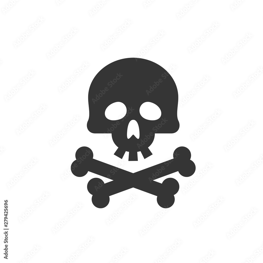 Poster Skull icon template color editable. Skull symbol vector sign isolated on white background. Simple logo vector illustration for graphic and web design.