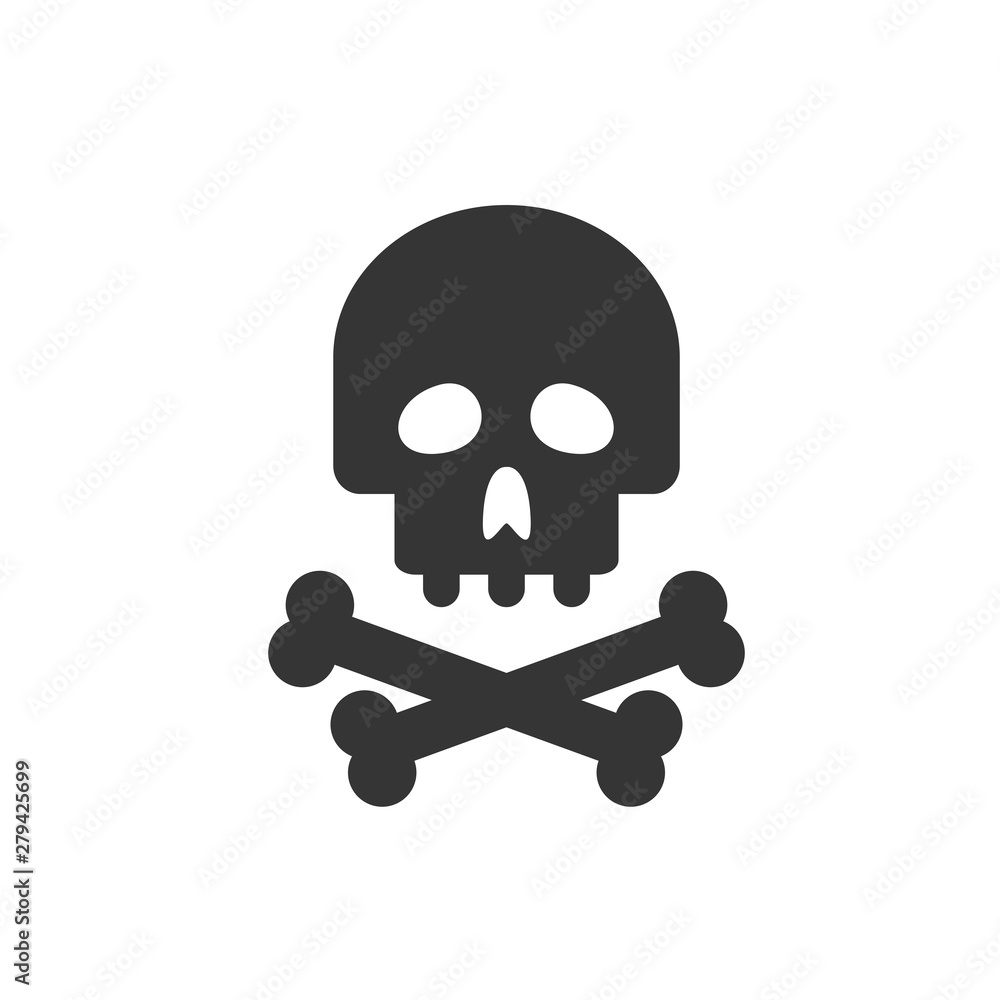 Poster Skull icon template color editable. Skull symbol vector sign isolated on white background. Simple logo vector illustration for graphic and web design.