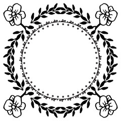 Cute floral frame, isolated on a white backdrop, for design of cards. Vector