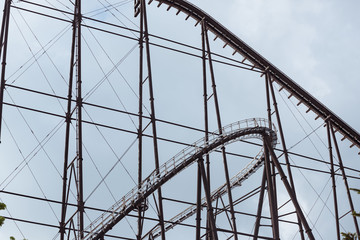 detail of roller coaster curves and steel frame