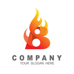 letter b logo and fire icon, community logo 