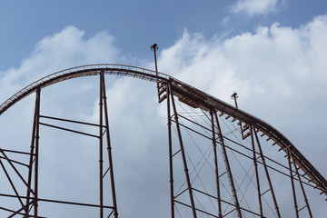 detail of roller coaster curves and steel frame