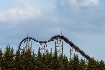 detail of roller coaster curves and steel frame