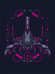 Fototapeta na wymiar wild poisoned scorpion king logo illustration with sacred geometry as the background