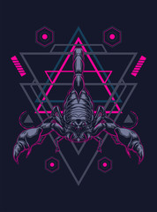 wild poisoned scorpion king logo illustration with sacred geometry as the background