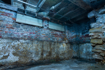 Interior of warehouse basement