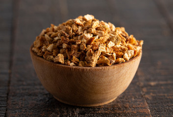 Dehydrated Lemon Peel on a Wooden Table
