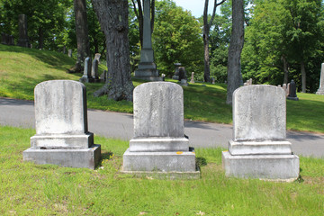 Headstones at a cemetery in Bangor, Maine