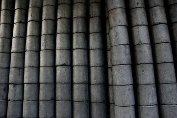Many black briquettes.