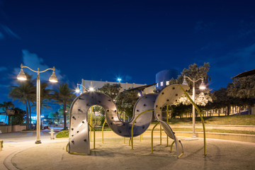 Playground on Hollywood Beach FL shot at night