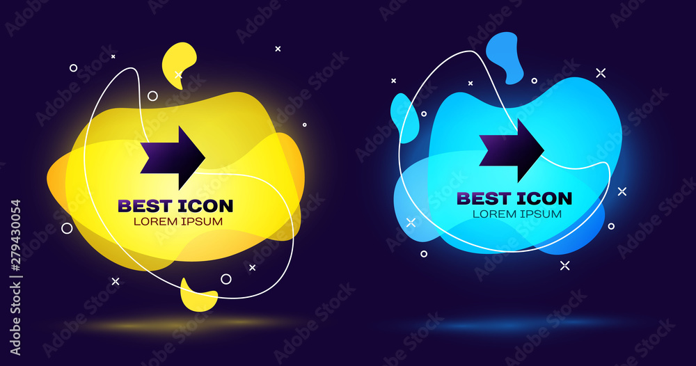 Poster black arrow icon isolated on blue background. direction arrowhead symbol. navigation pointer sign. s