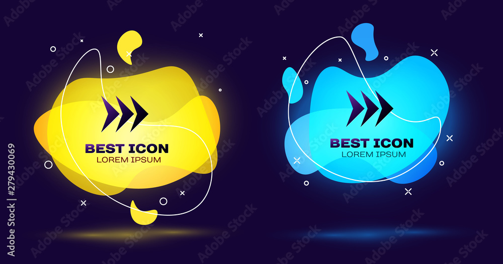 Poster black arrow icon isolated on blue background. direction arrowhead symbol. navigation pointer sign. s