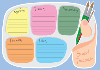 School Timetable artist colorplate template