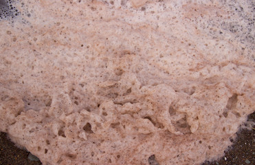 Environmental problems, foam is formed in the water. Concept of nature conservation and ecology.