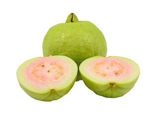 Guava with a half isolated on white