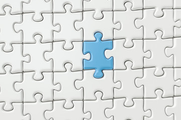 Blank puzzles arranged neatly with white background, 3d rendering.