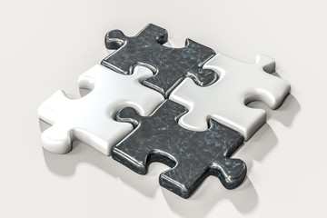Obraz premium Blank puzzles arranged neatly with white background, 3d rendering.