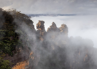 Jamison Valley with Three Sisters and Mist in the Valley