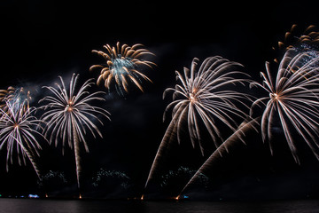 Colorful of fireworks in Happy New Year 2020 holiday festival