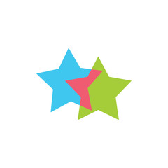 Obraz premium linked geometric two star symbol logo vector