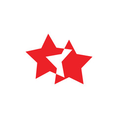 linked geometric two star symbol logo vector