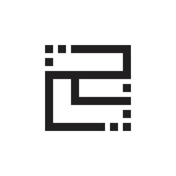 abstract letters c2 geometric dots line logo vector