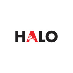 text halo hand symbol logo vector