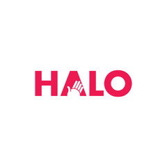 text halo hand symbol logo vector