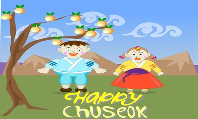 Obraz na płótnie Canvas Happy Chuseok Greetings