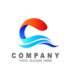 Naklejka premium Initial letter c logo design inspiration with multicolored wave style