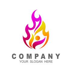people logo with fire design illustration