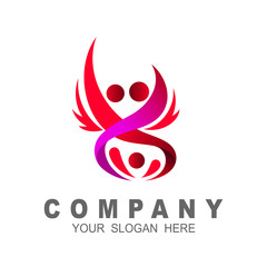 human and fire logo template, community logo 