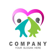 Charity logo with people and hand design illustration