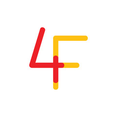 letter 4f f4 simple line logo vector